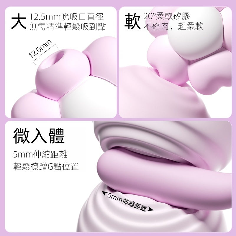 ZEMALIA 友錢花 超可愛小花 吮吸+震動+伸縮+叩擊 多功能女生性玩具 情趣用品08