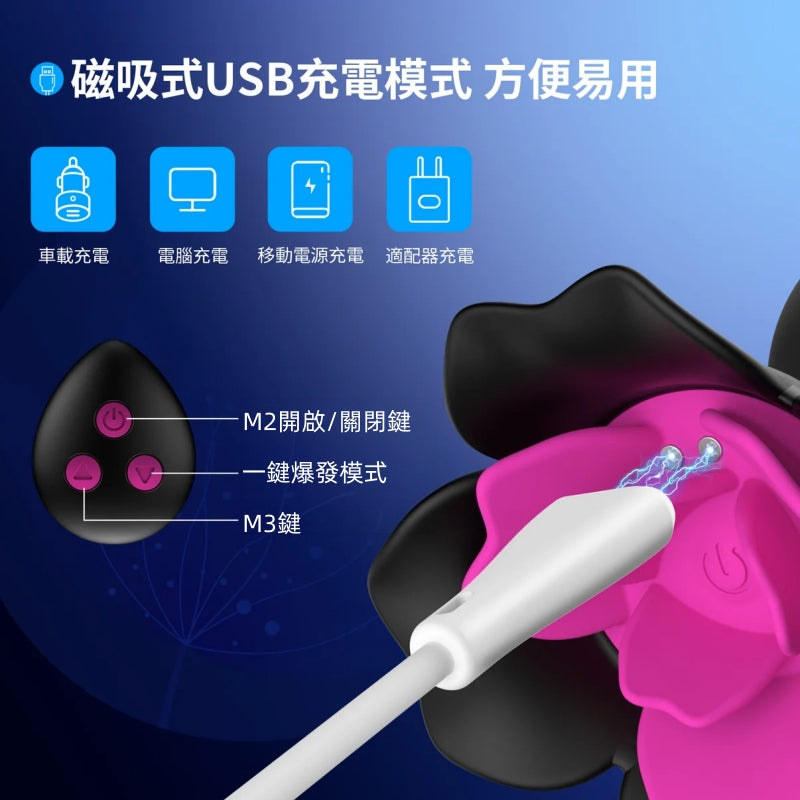 玫瑰後庭按摩棒 雙馬達震動 男女通用 彩虹玩具04