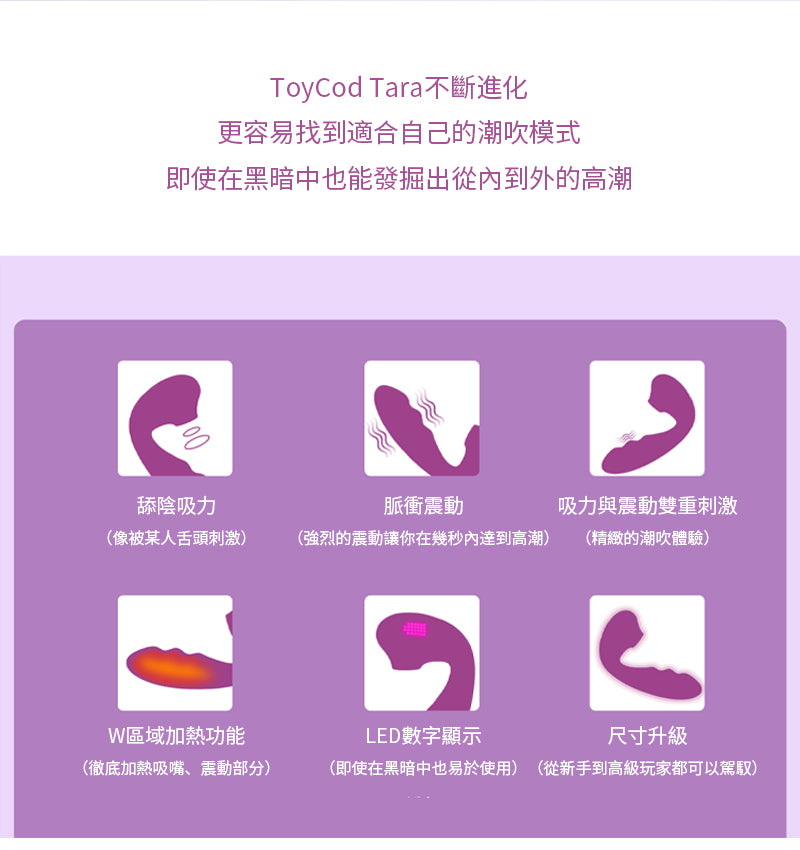 ToyCod Tara 第二代 紫色 吮吸震動棒 多點刺激加熱 功能全面 女性情趣用品